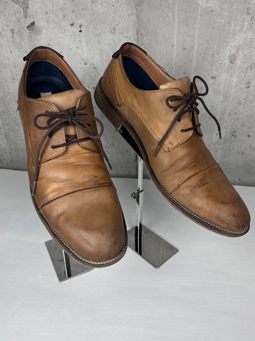 Steve Madden Men's Tan Leather Lace-Up Oxfords